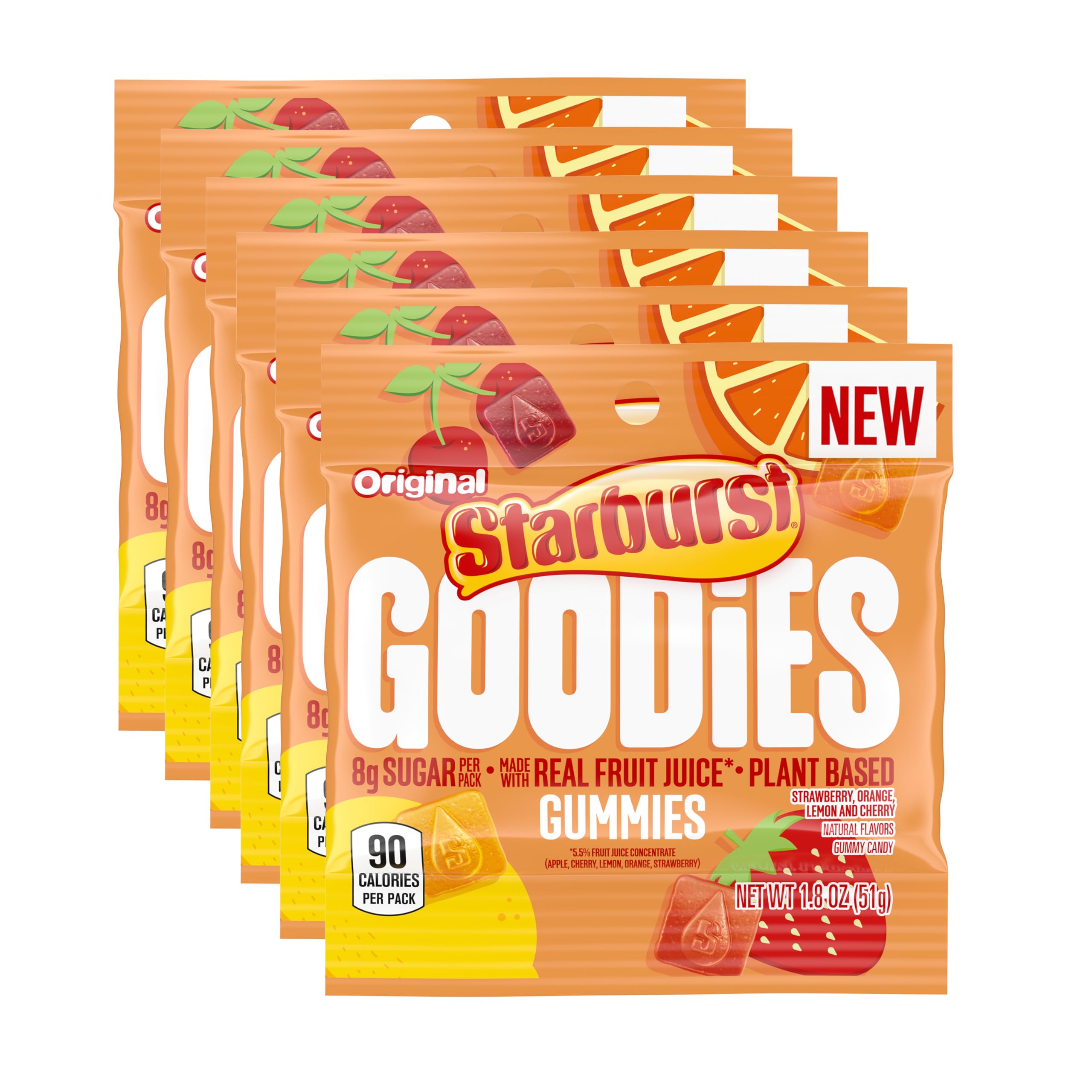 Starburst Goodies front packaging showing brand and flavor assortment benefit