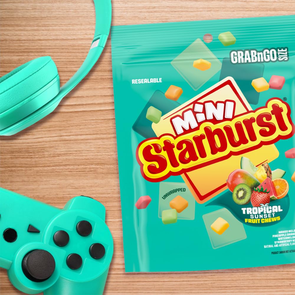 Starburst brand minis tucked into a lunchbox pocket offering portable midday treat