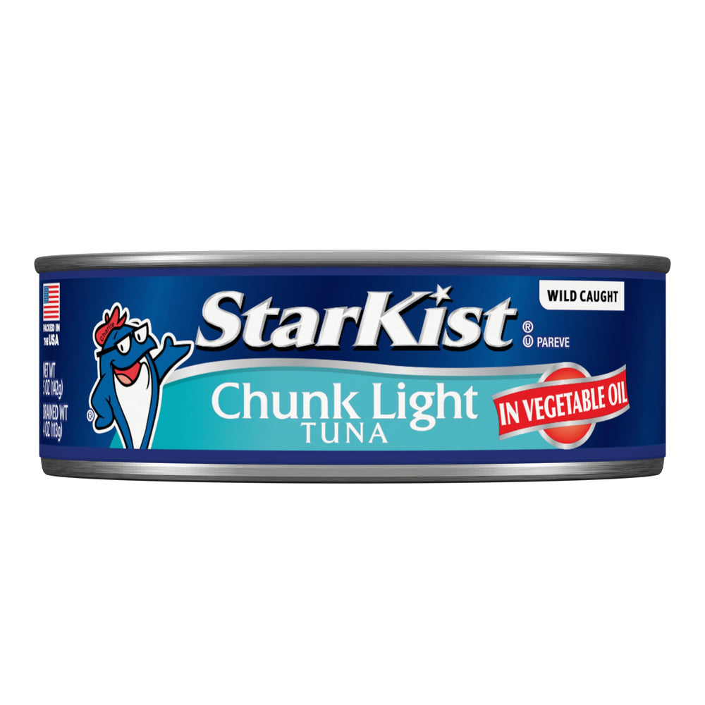 StarKist opened 5oz can top view showing tuna ready to eat for fast meal prep