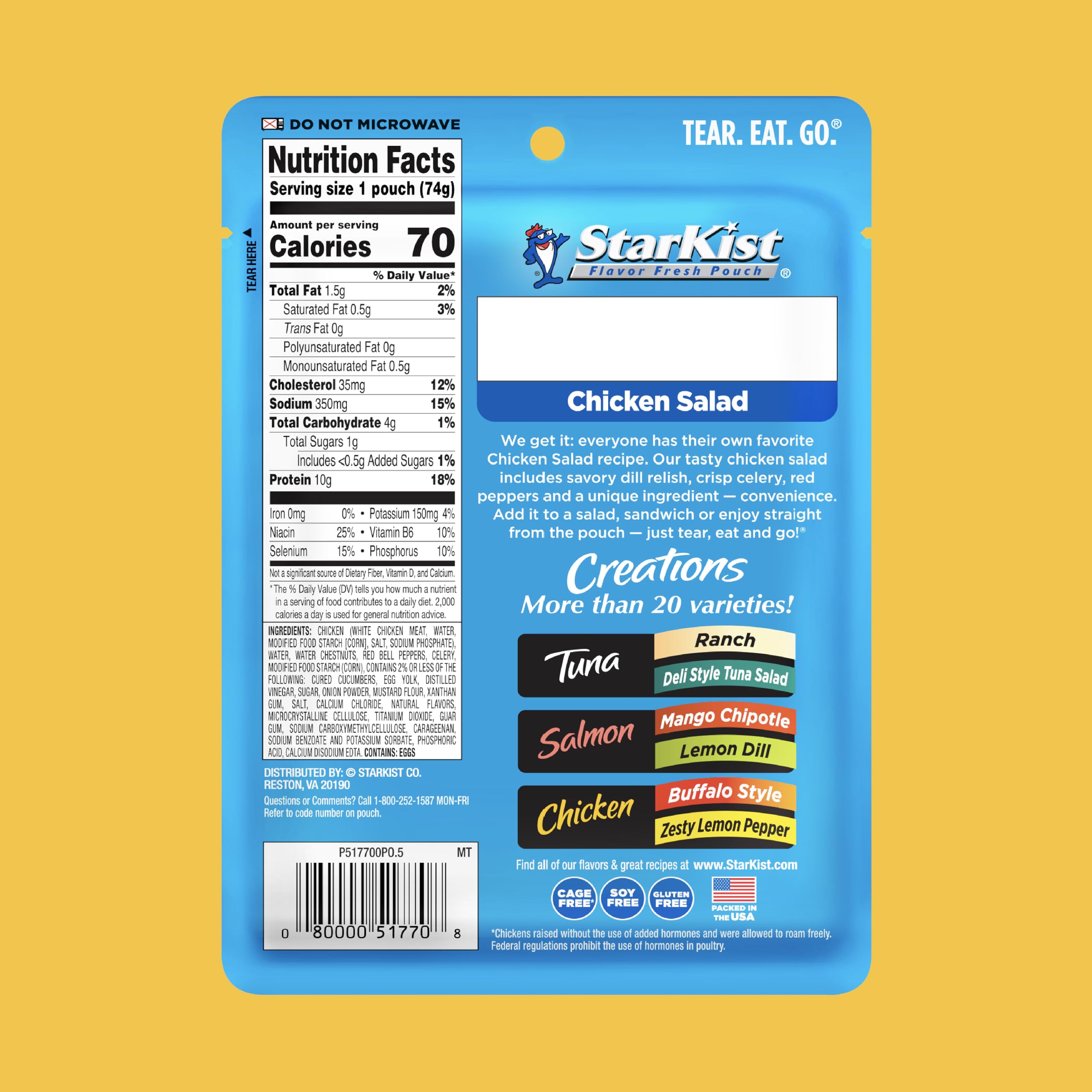 Close-up texture of StarKist chicken salad highlighting white chicken pieces