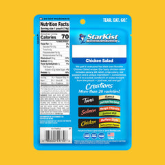 Close-up texture of StarKist chicken salad highlighting white chicken pieces