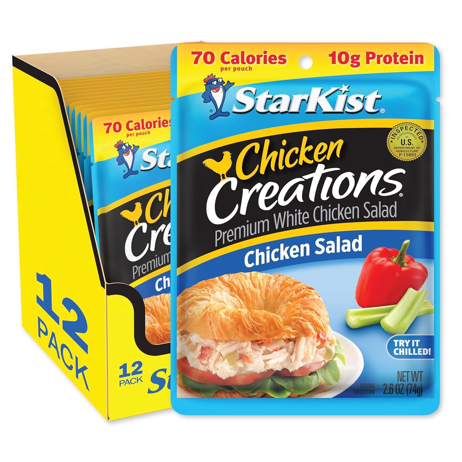 StarKist pouch front packaging showing chicken salad flavor and benefits