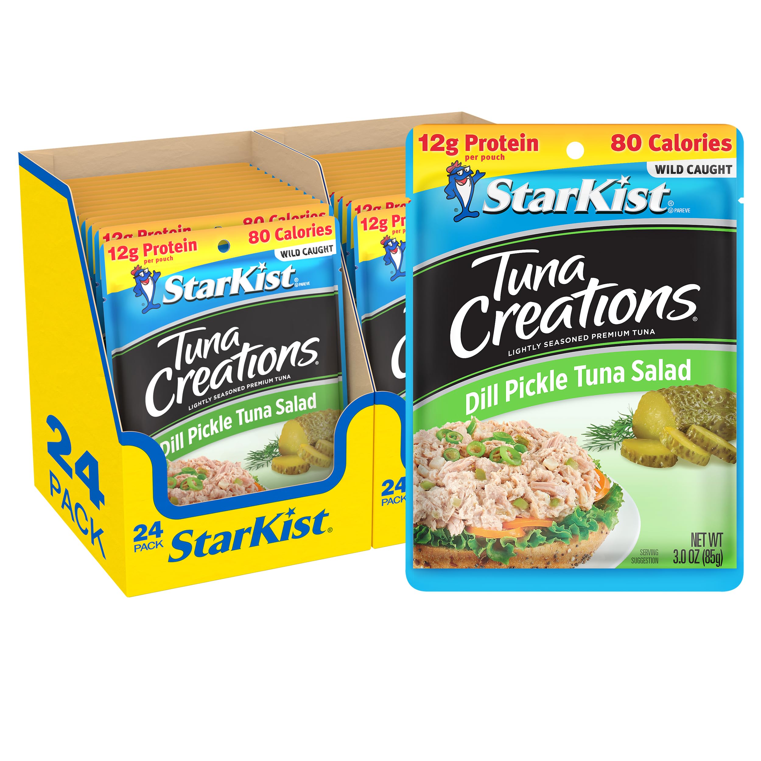 StarKist front packaging of dill pickle tuna pouch showing convenience