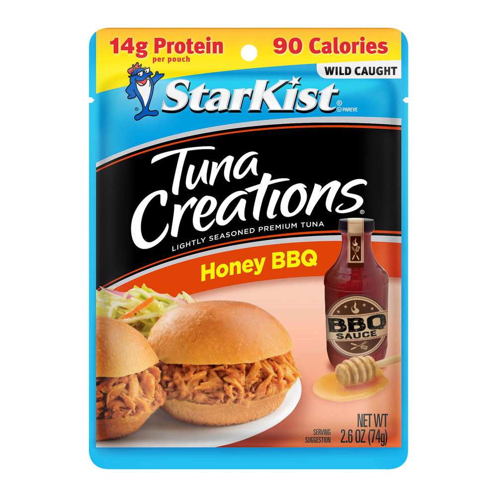 StarKist honey BBQ open pouch with tuna visible for instant protein