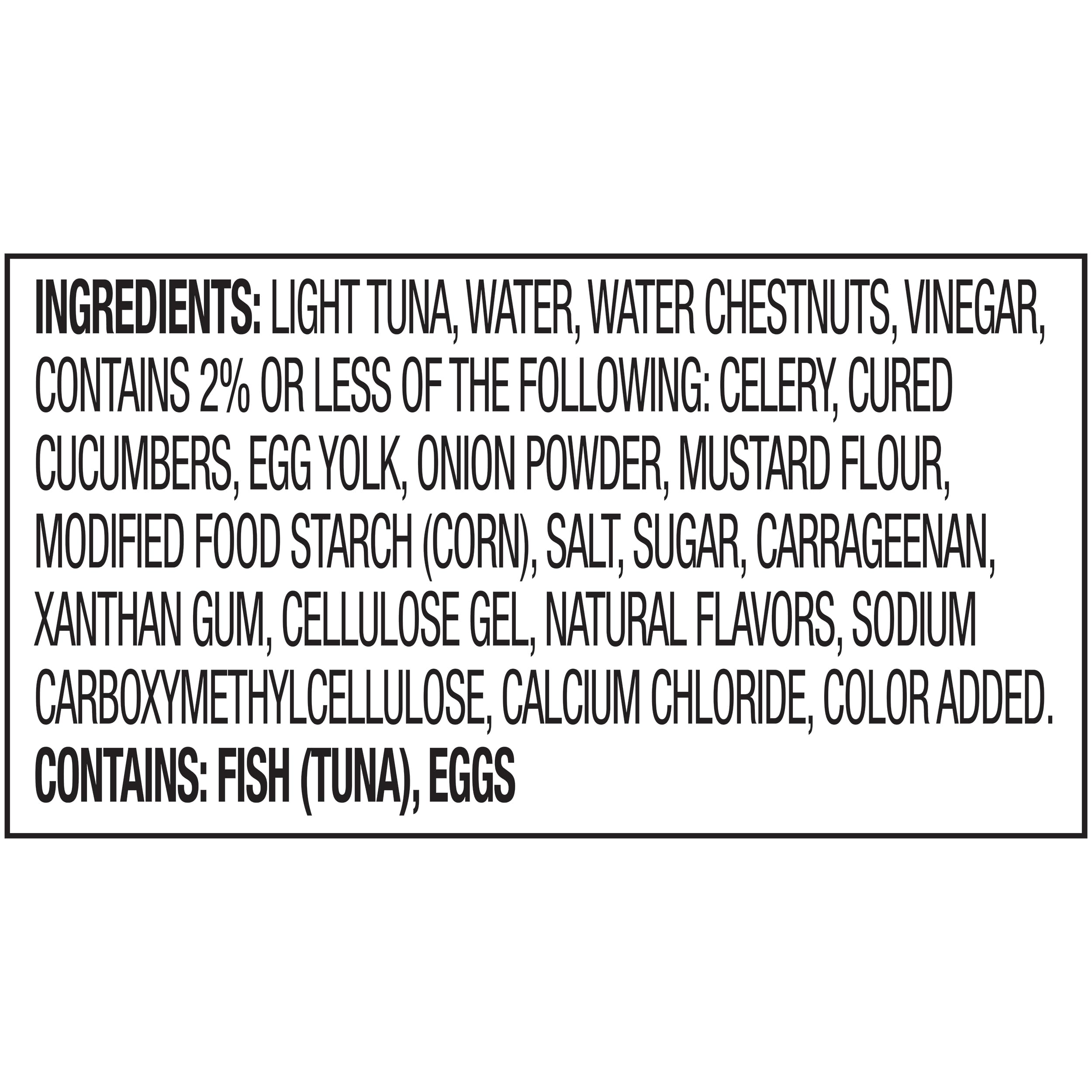 StarKist nutrition label close-up showing 13g protein and 80 calorie serving