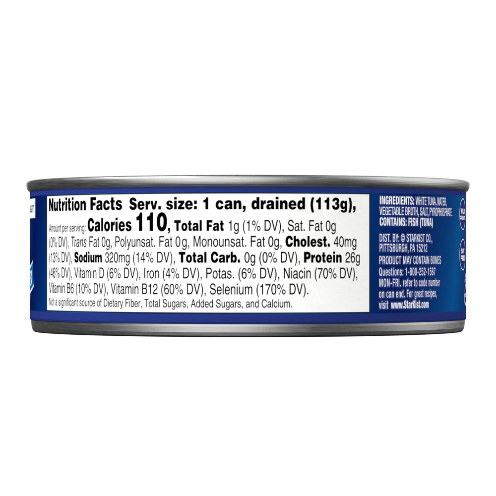 StarKist opened can showing solid white albacore fillet and easy serving