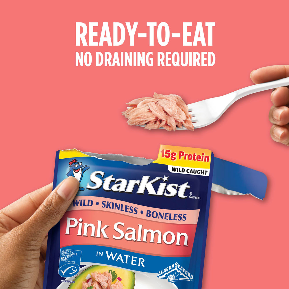 StarKist pouch held in hand demonstrating compact size for portability