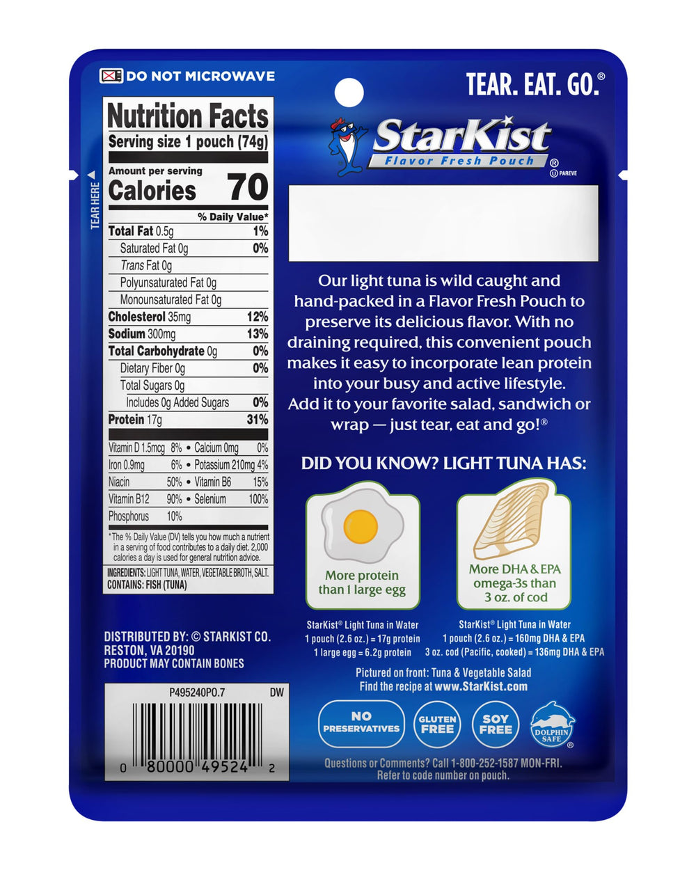 StarKist opened pouch ready to eat offering instant protein on the go