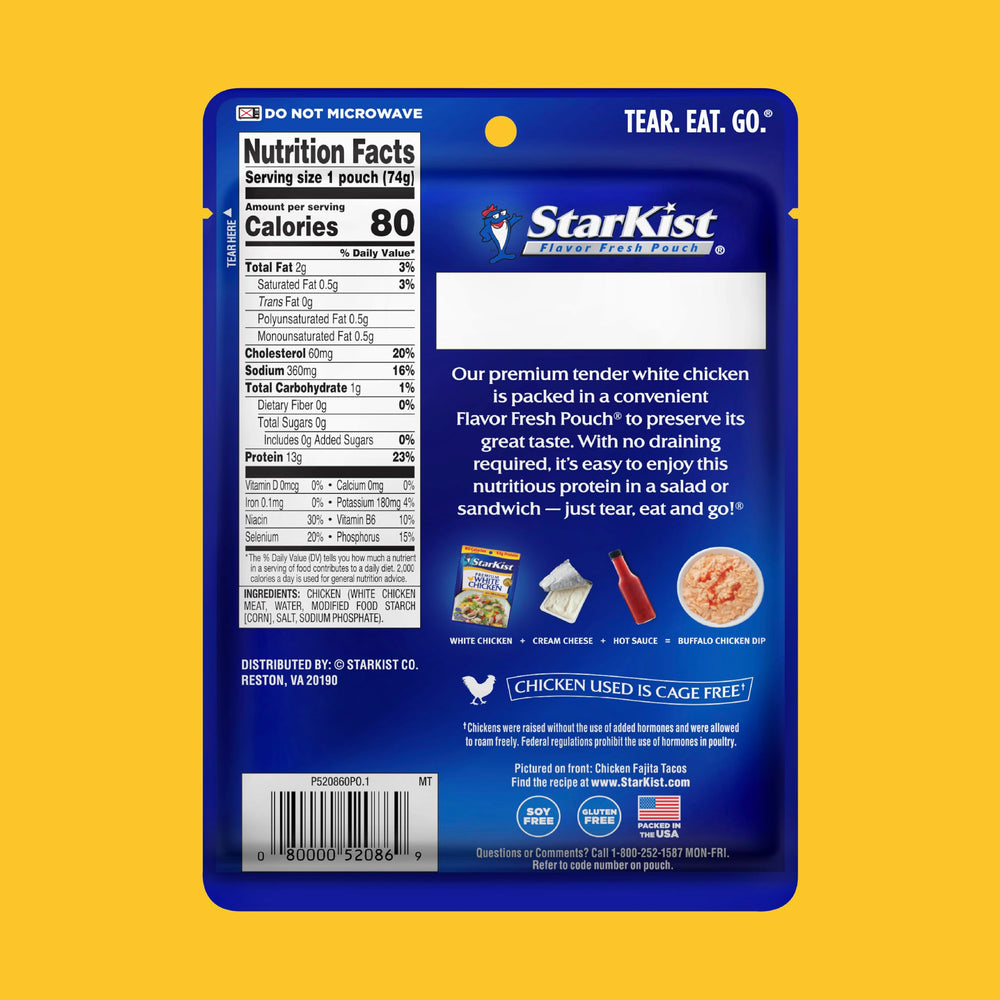 StarKist opened pouch with chicken visible for instant portable protein