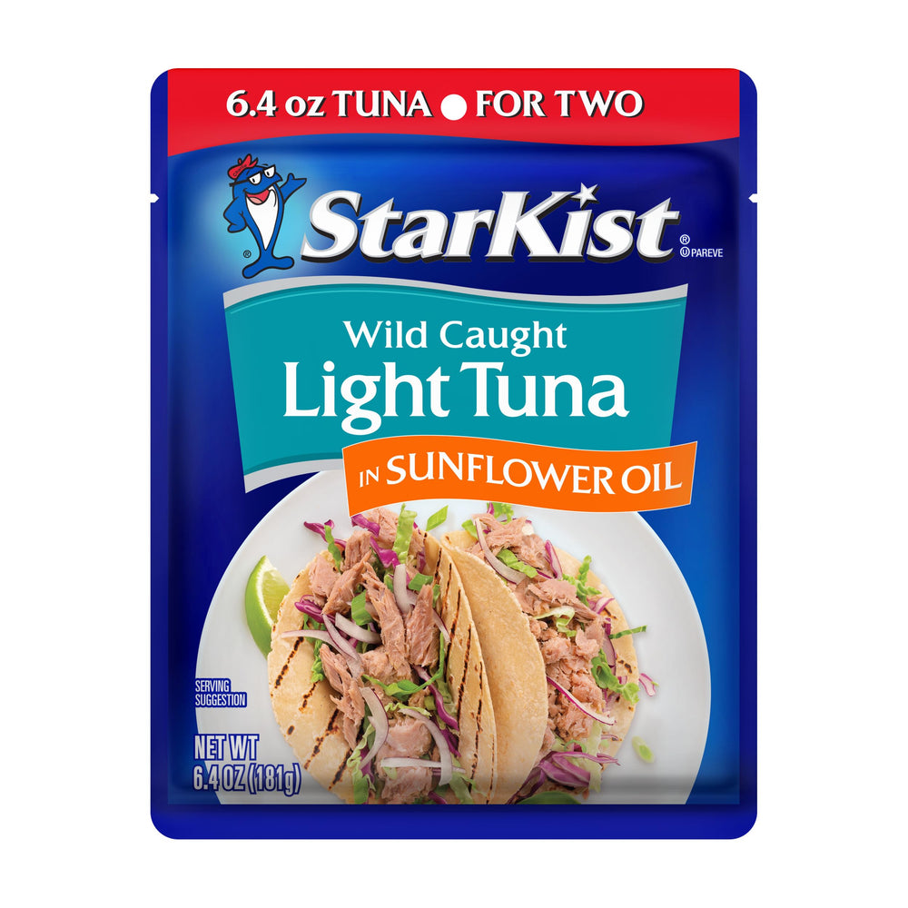 StarKist pouch being opened for tear-and-eat convenience and no draining