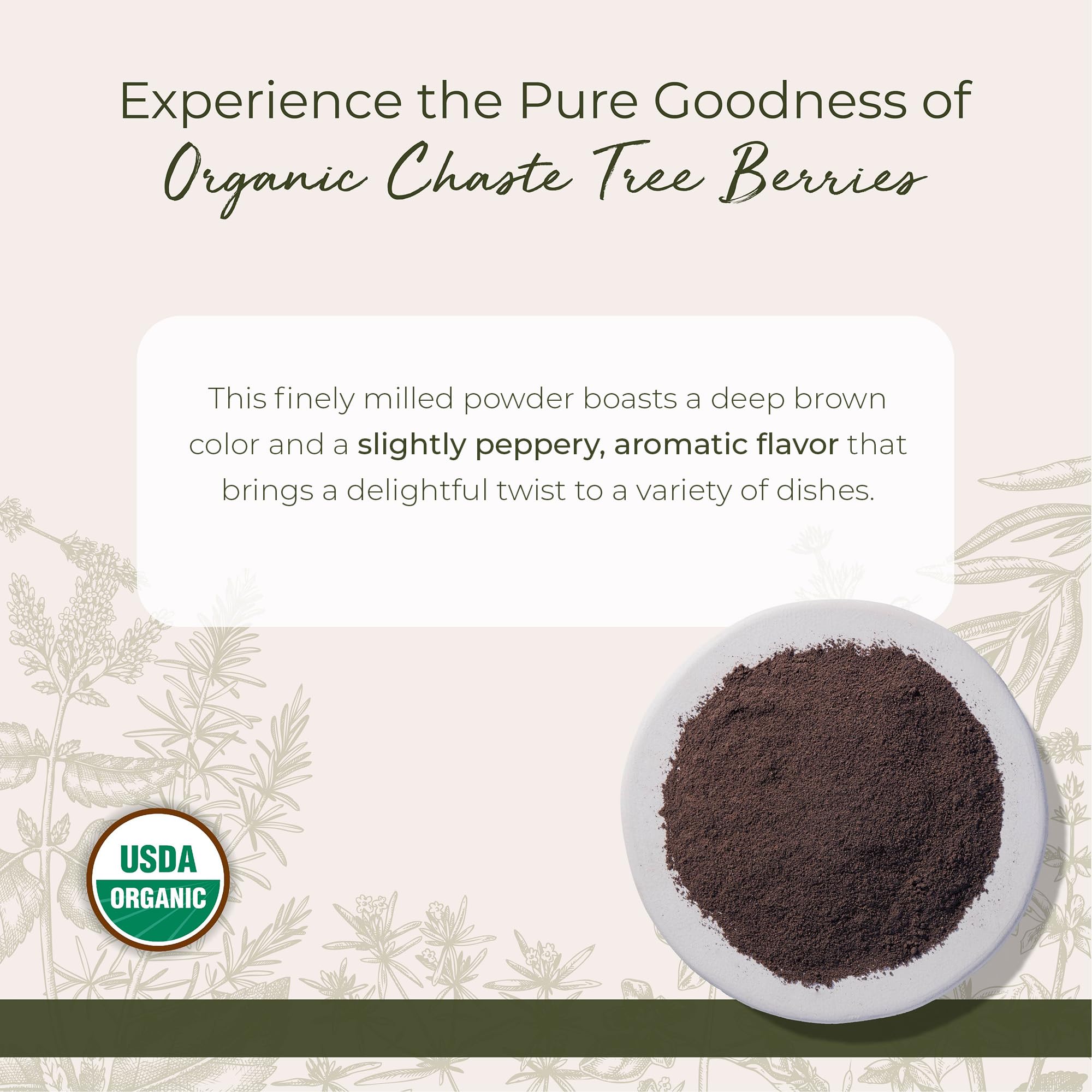 Starwest Botanicals close-up of fine chaste tree powder texture highlighting easy blending