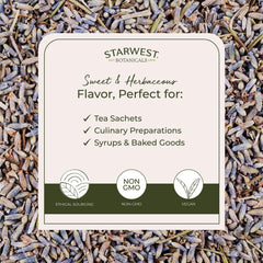 Starwest Botanicals dried lavender in a wooden bowl to show bulk scale and portioning