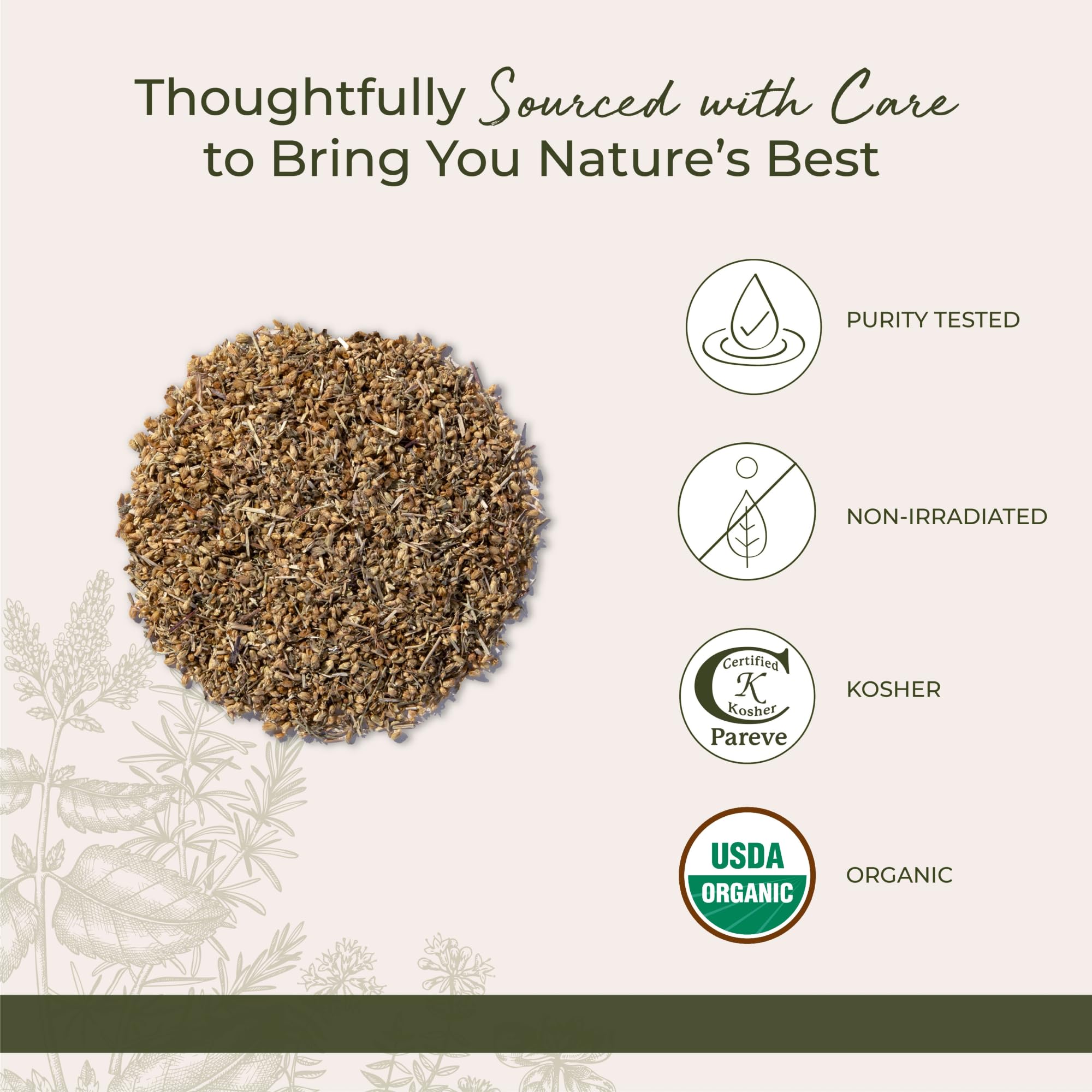 Starwest Botanicals yarrow packed into a fabric sachet for home fragrance and linen freshness