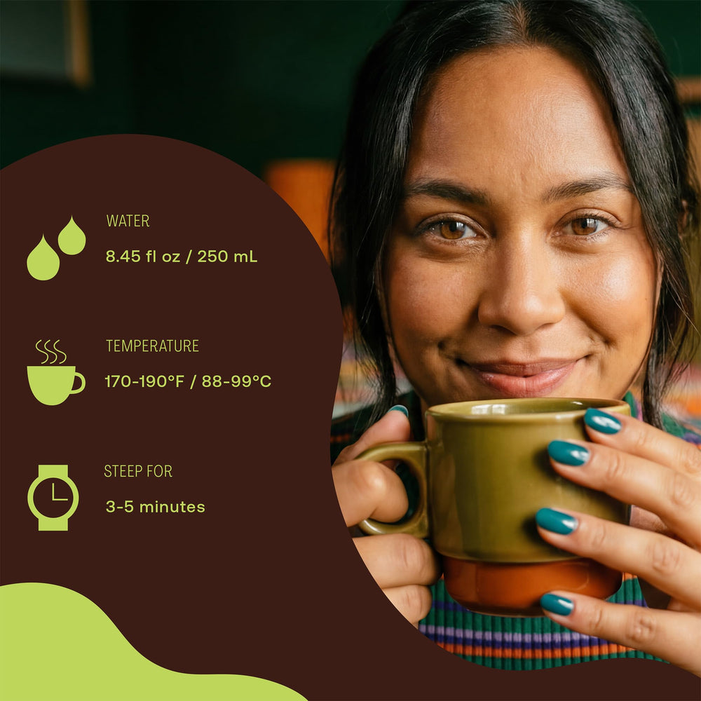 Stash box beside a coffee cup showing 100-count scale and value benefit