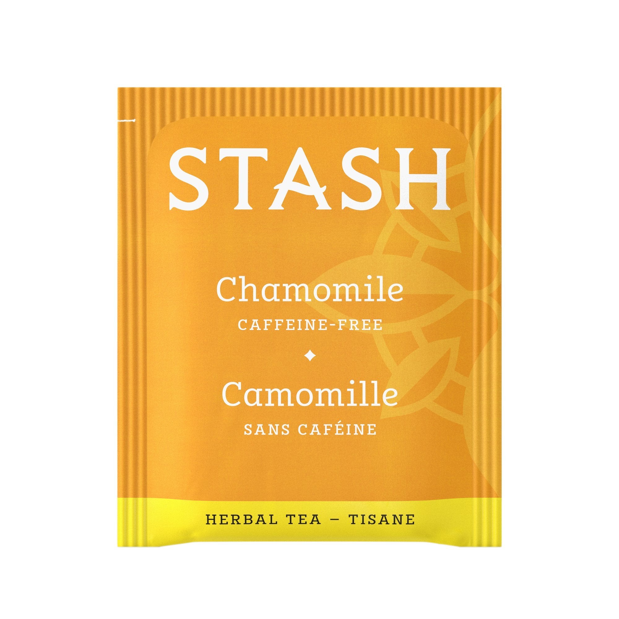Stash chamomile tea bag close-up displaying foil-sealed sachet for preserved flavor