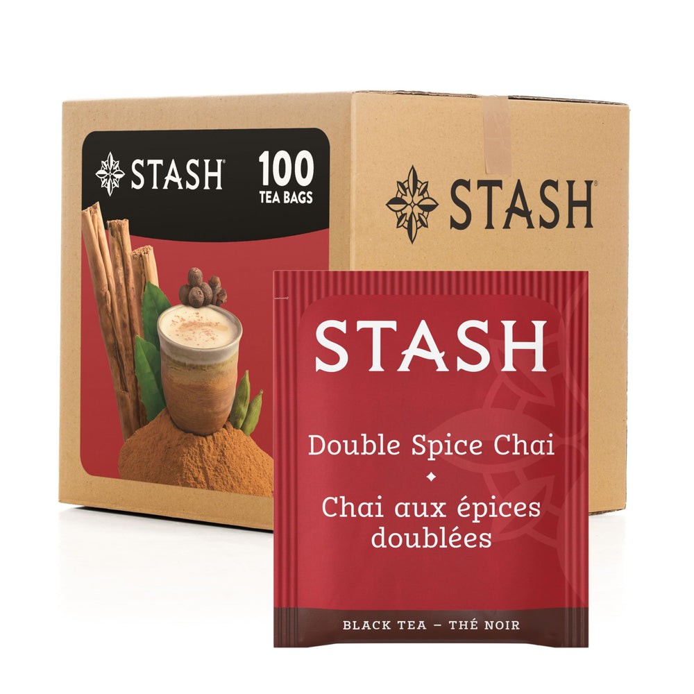 Stash double spice chai box front showing bold spiced blend and benefits