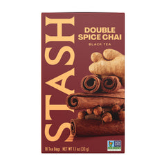 Stash double spice chai front packaging showing bold label and box benefit