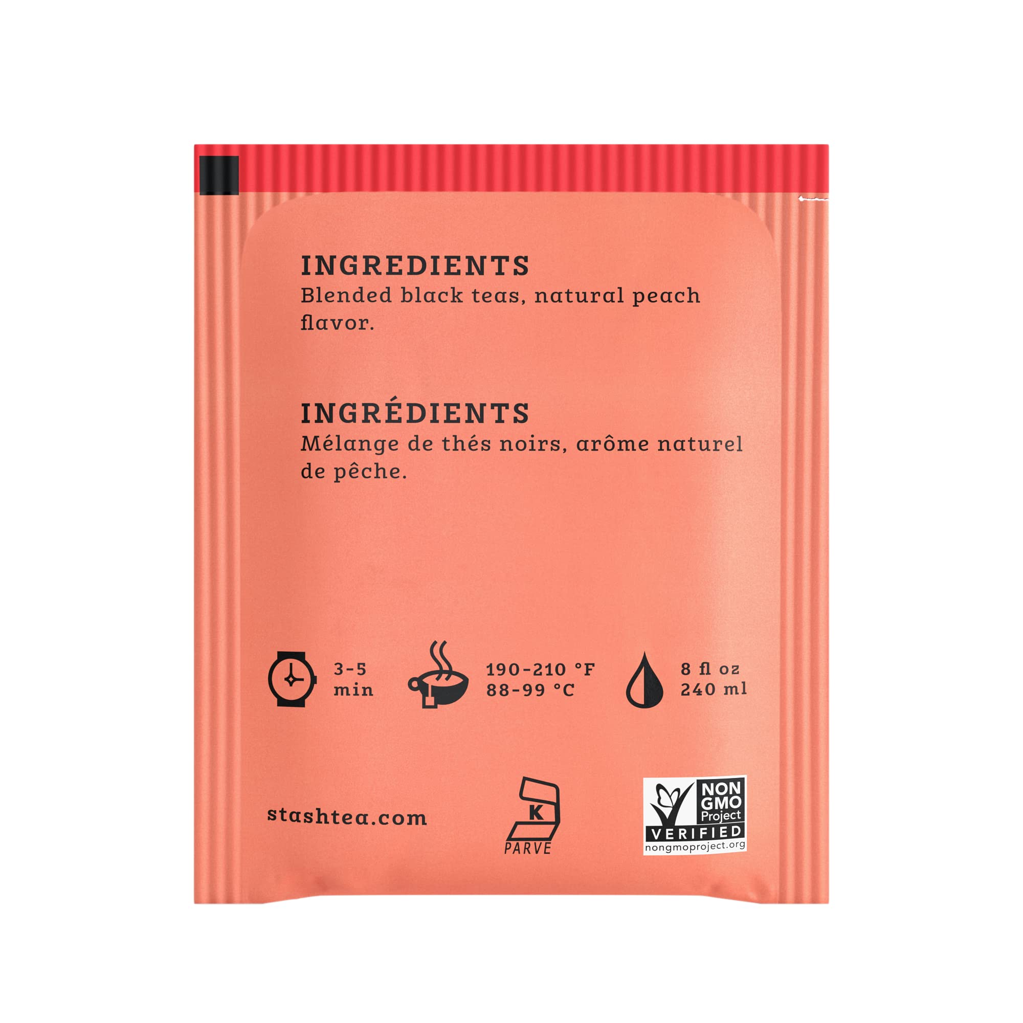 Stash tea bag detail highlighting blend contents and convenient use