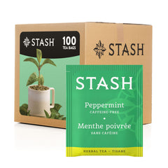 Stash front packaging showing peppermint tea box and clear branding for easy identification