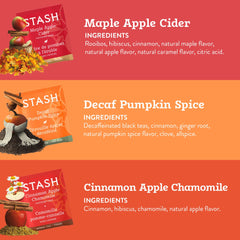 Stash Pumpkin Spice box close-up highlighting spiced aroma and cozy taste