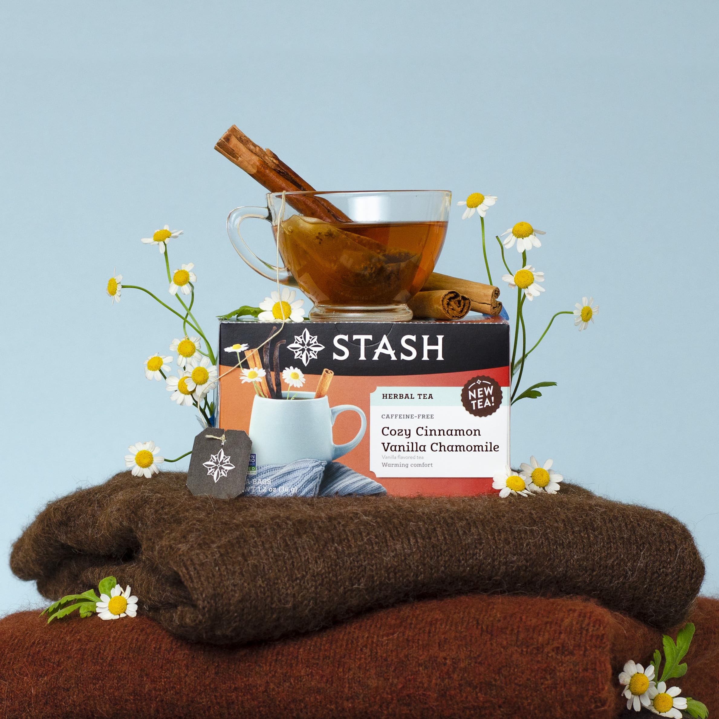 Stash open box with neatly arranged tea bags indicating organized bulk supply