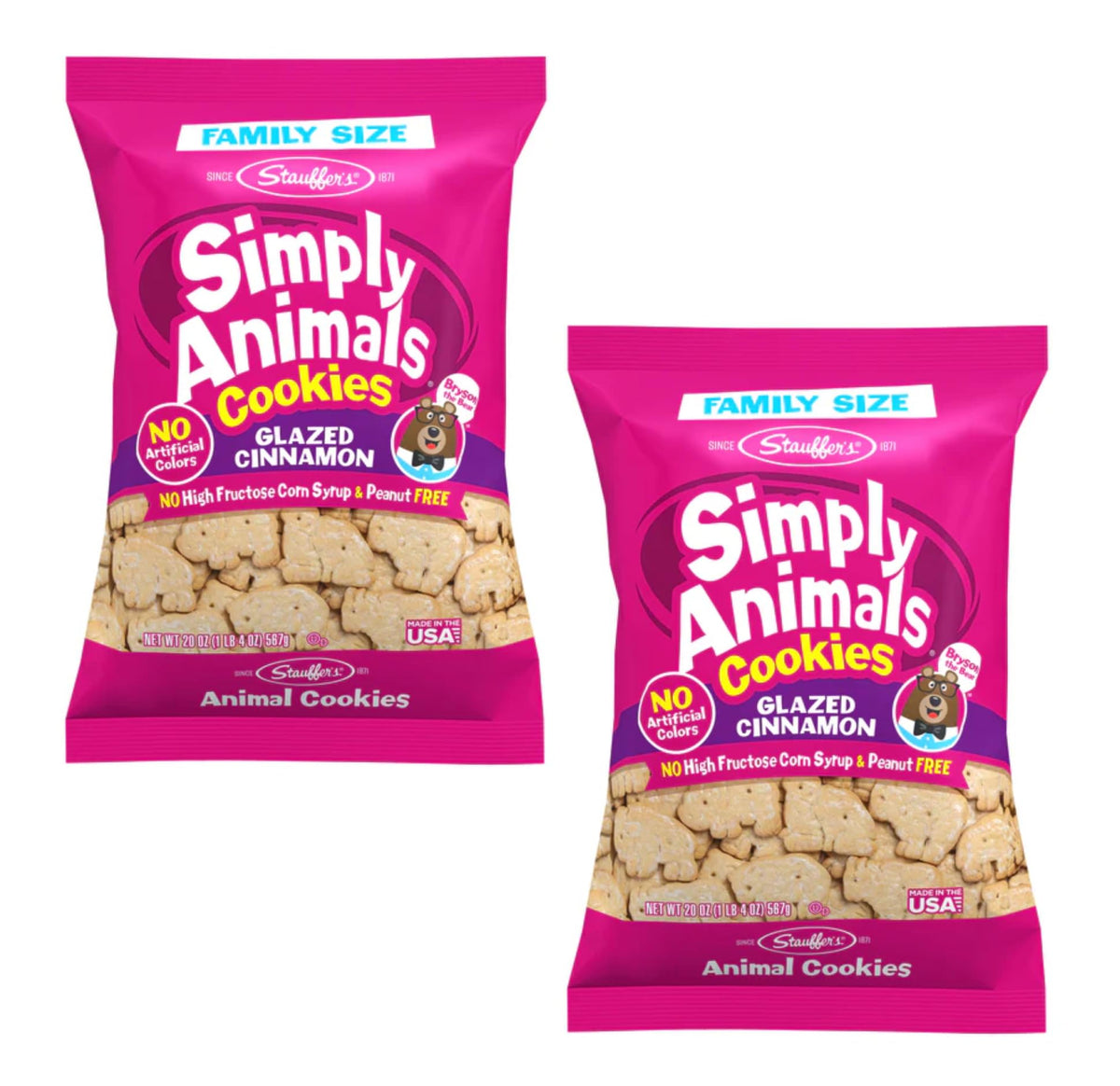 Stauffer's front packaging showing twin 20 oz bags and brand visibility