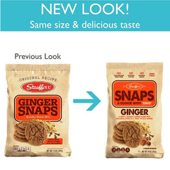 Stauffer's close-up cookie stack highlighting crisp texture and spiced molasses flavor