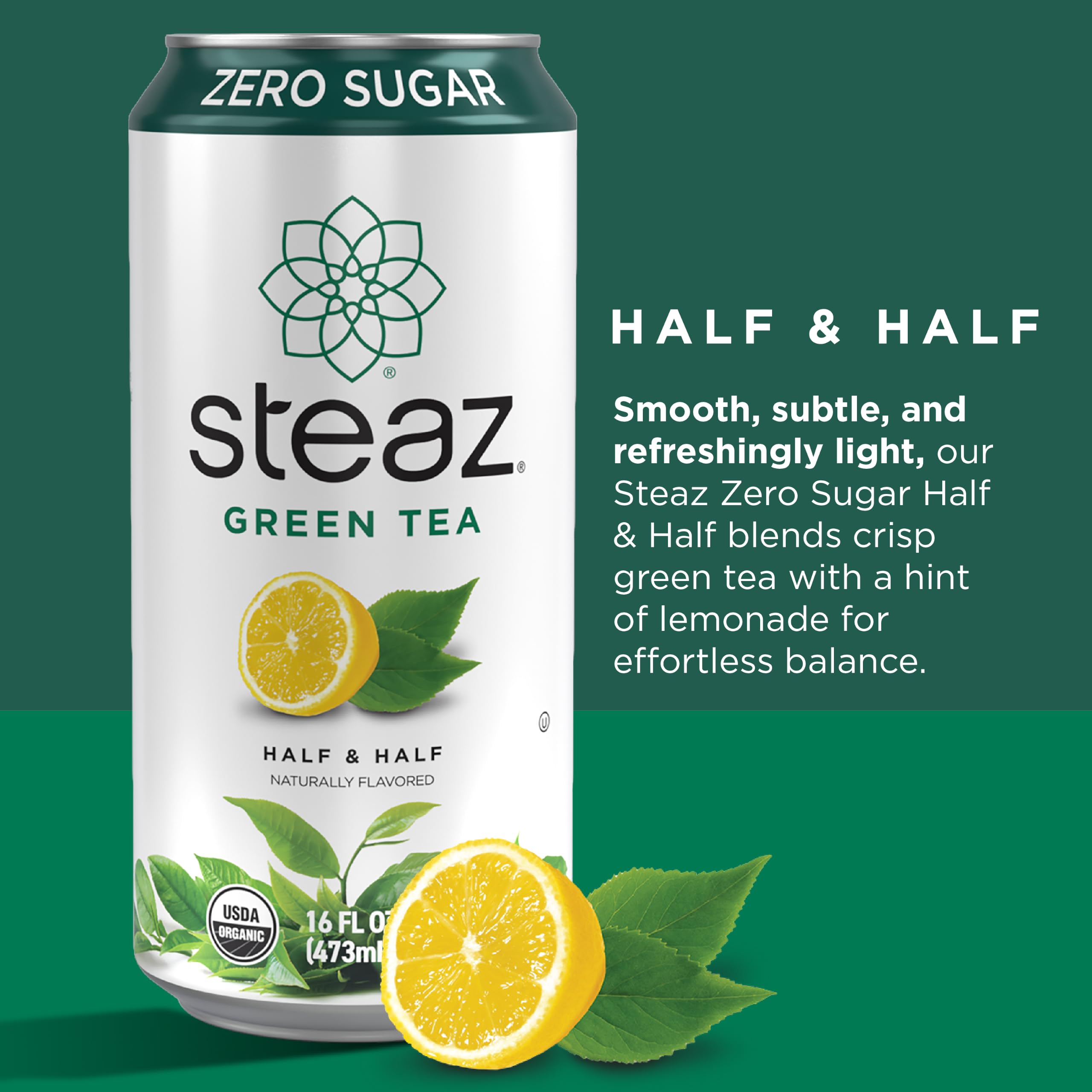 Steaz being poured into a glass demonstrating color and serving suggestion
