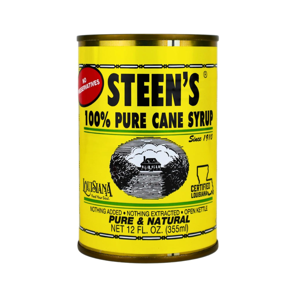 STEEN'S front can view showing brand and size, highlights authentic Louisiana syrup