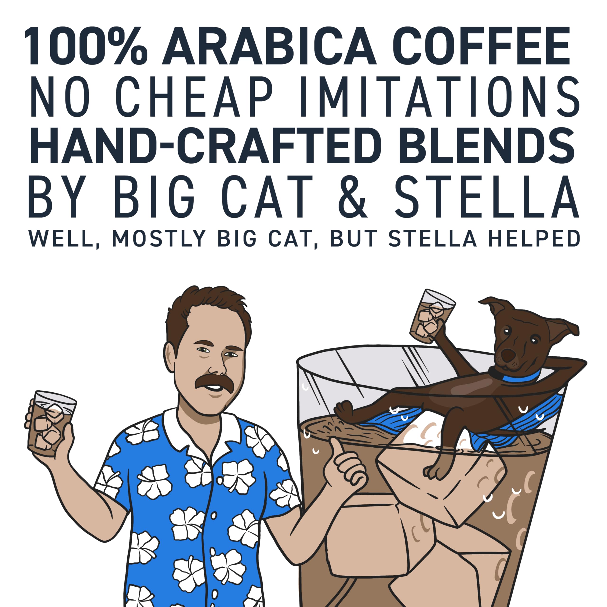 Stella Blue coffee beans and origin label showing ethically sourced Arabica
