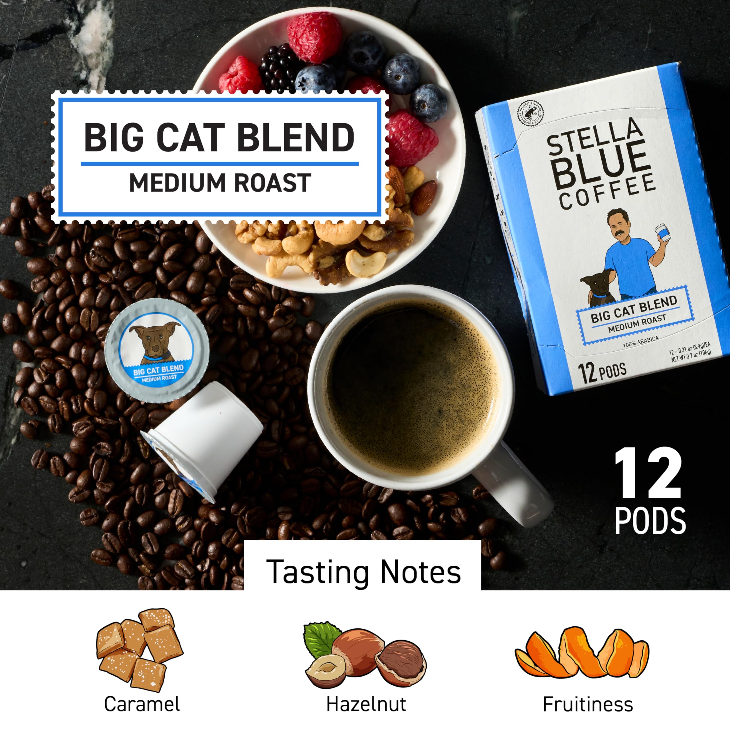 Stella Blue K-Cup top view highlighting compatibility and quick-brew convenience