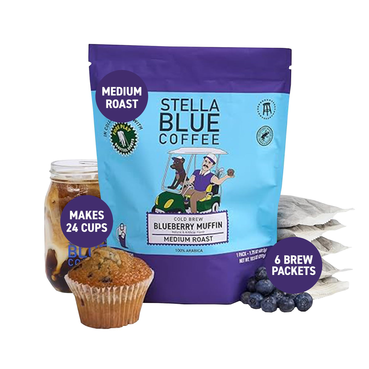 Stella Blue front packaging showing blueberry muffin flavor and convenience