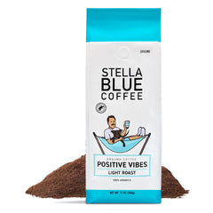 Stella Blue front packaging showing 12oz bag and bright branding, inspires uplift