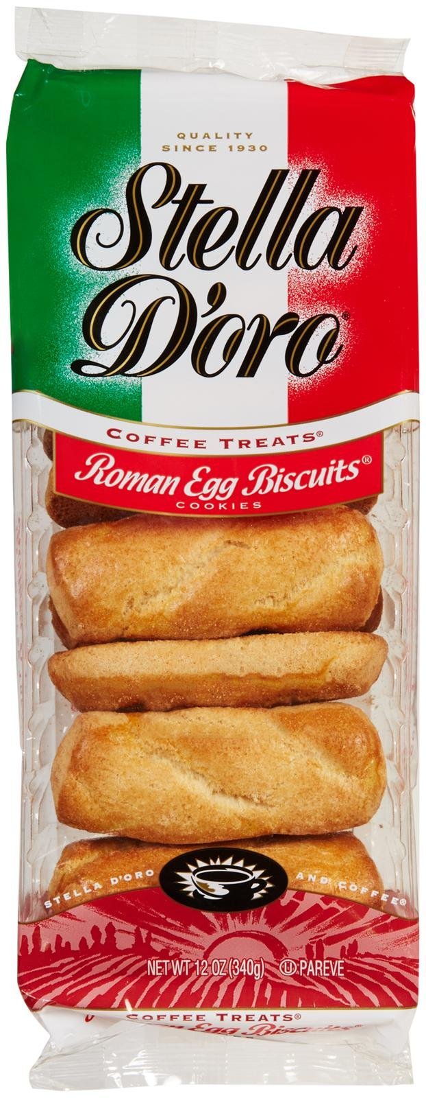Stella D'oro front packaging showing 12 oz box, clear branding and serving suggestion