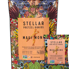 Stellar Snacks front packaging showing 16 oz resealable bag and branding benefit of freshness