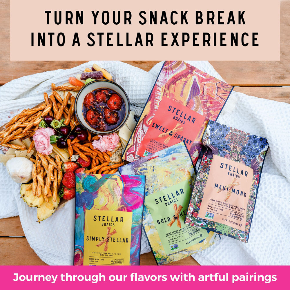 Clear shot of the Stellar Snacks nutrition and kosher label for transparency and dietary info