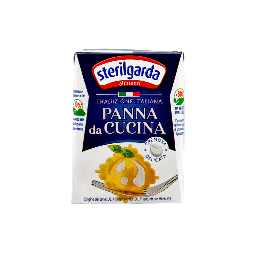 Sterilgarda cooking cream front packaging showing carton and branding, convenient 4-pack benefit