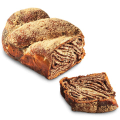 Stern's Bakery close-up slice revealing moist crumb and chocolate swirls for taste insight