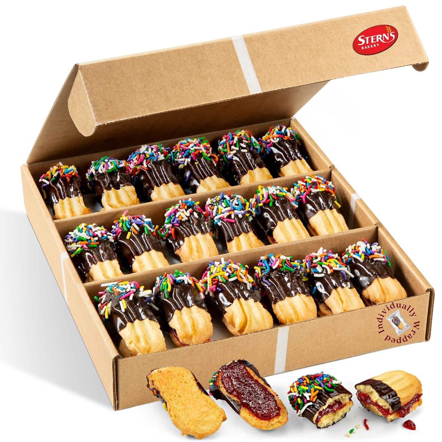 Stern’s Bakery gift basket front view showcasing elegant presentation and fresh cookies