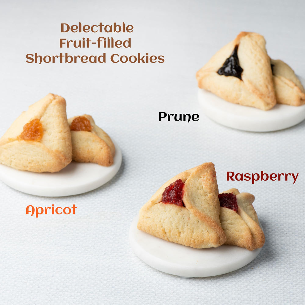 Stern's Bakery raspberry hamentaschen top view showing vibrant fruit filling