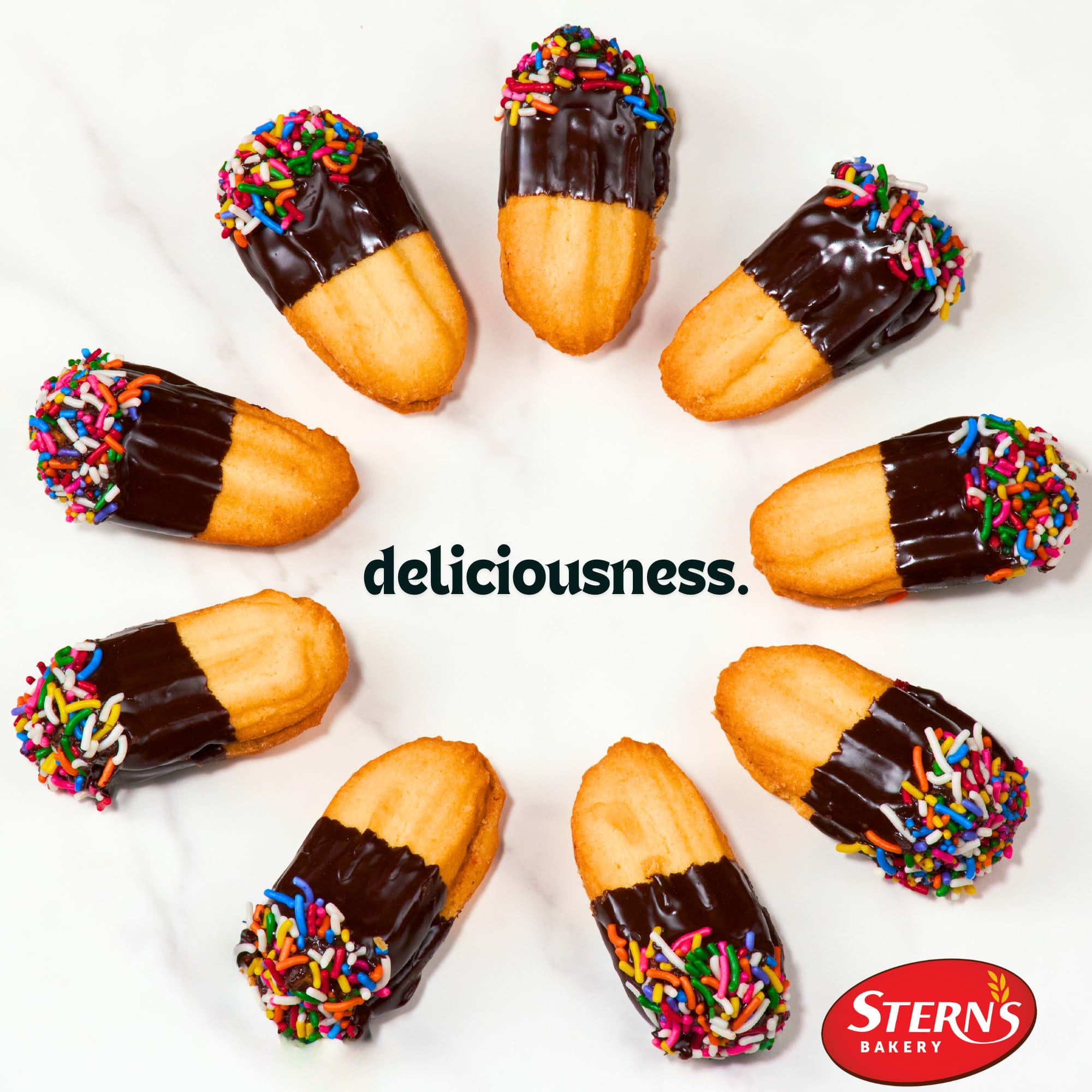 Stern's Bakery individually wrapped cookies lined up for freshness and easy sharing