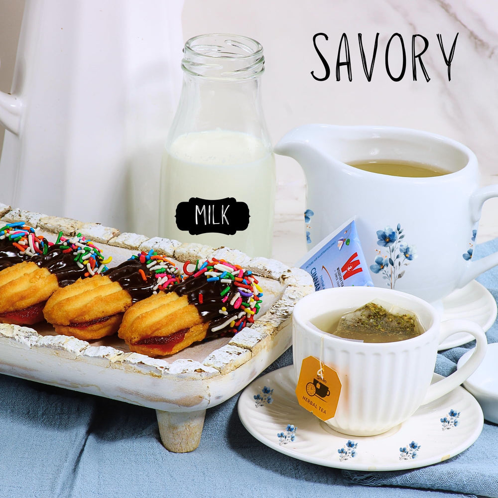Stern's Bakery cookies on table with coffee in lifestyle scene for entertaining
