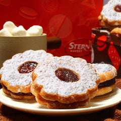 Stern's Bakery close-up of cookie raspberry center highlighting bright fruit flavor