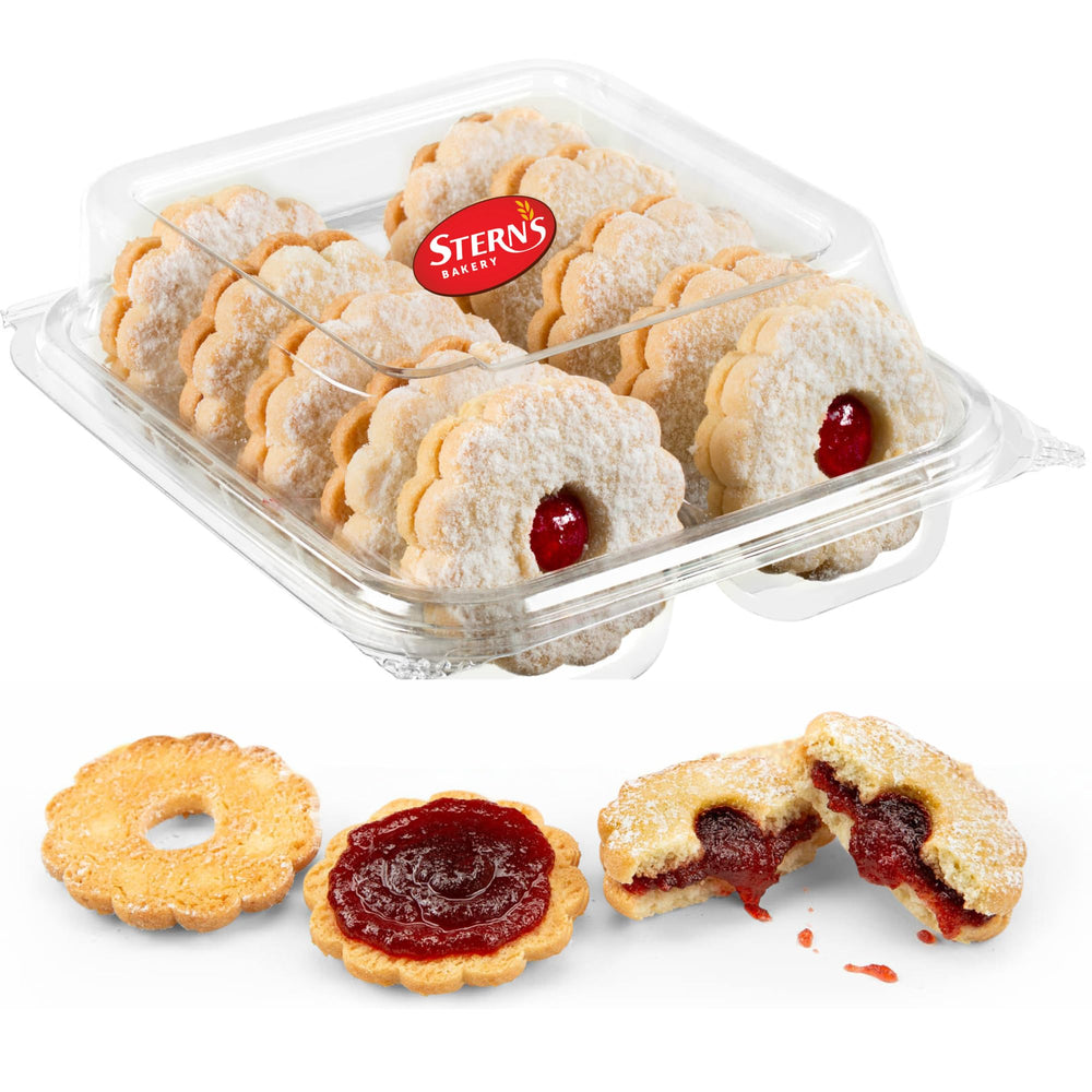 Stern's Bakery front packaging showing ten individually wrapped Linzer cookies for gifting