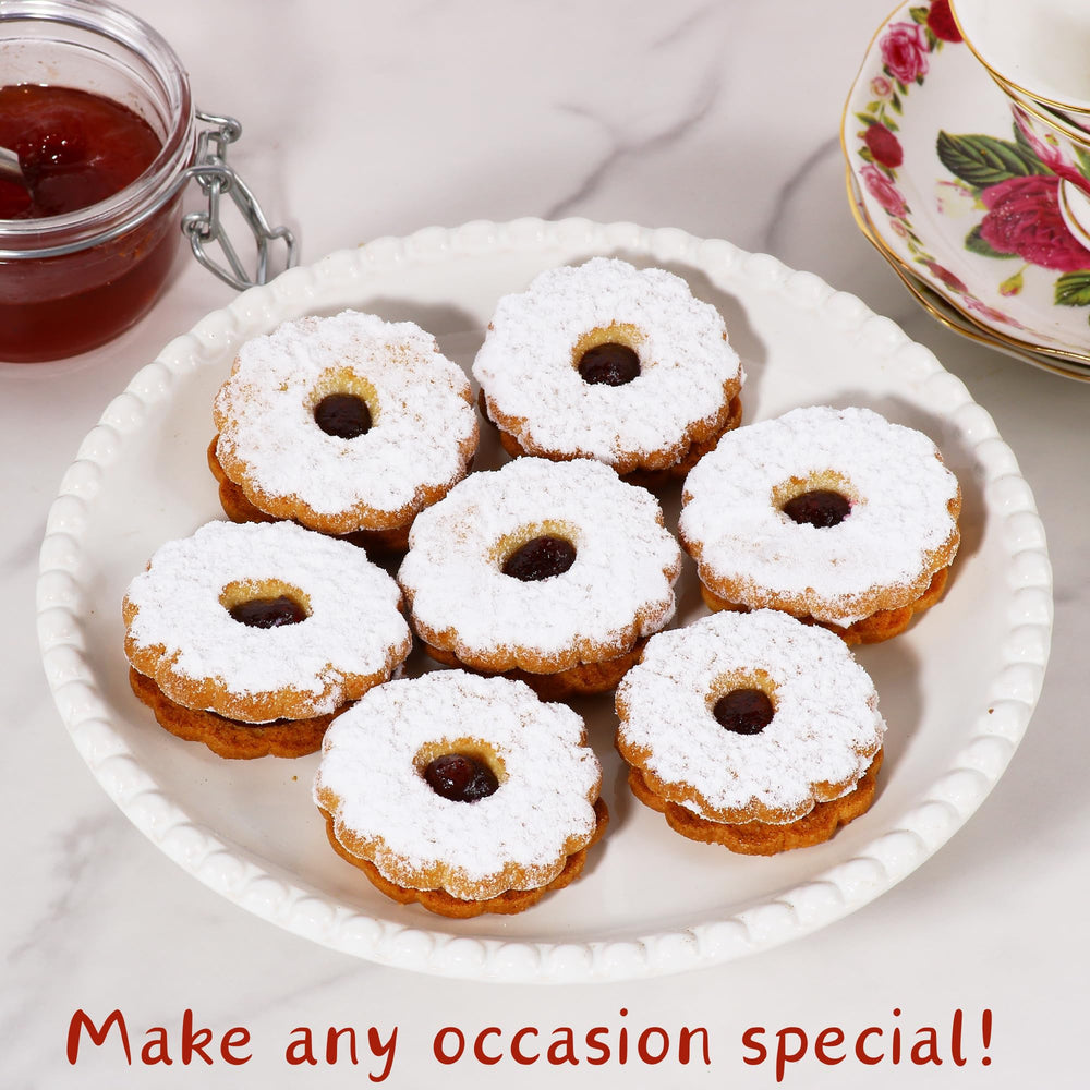 Stern's Bakery detailed view of jam center and powdered sugar emphasizing vibrant tartness