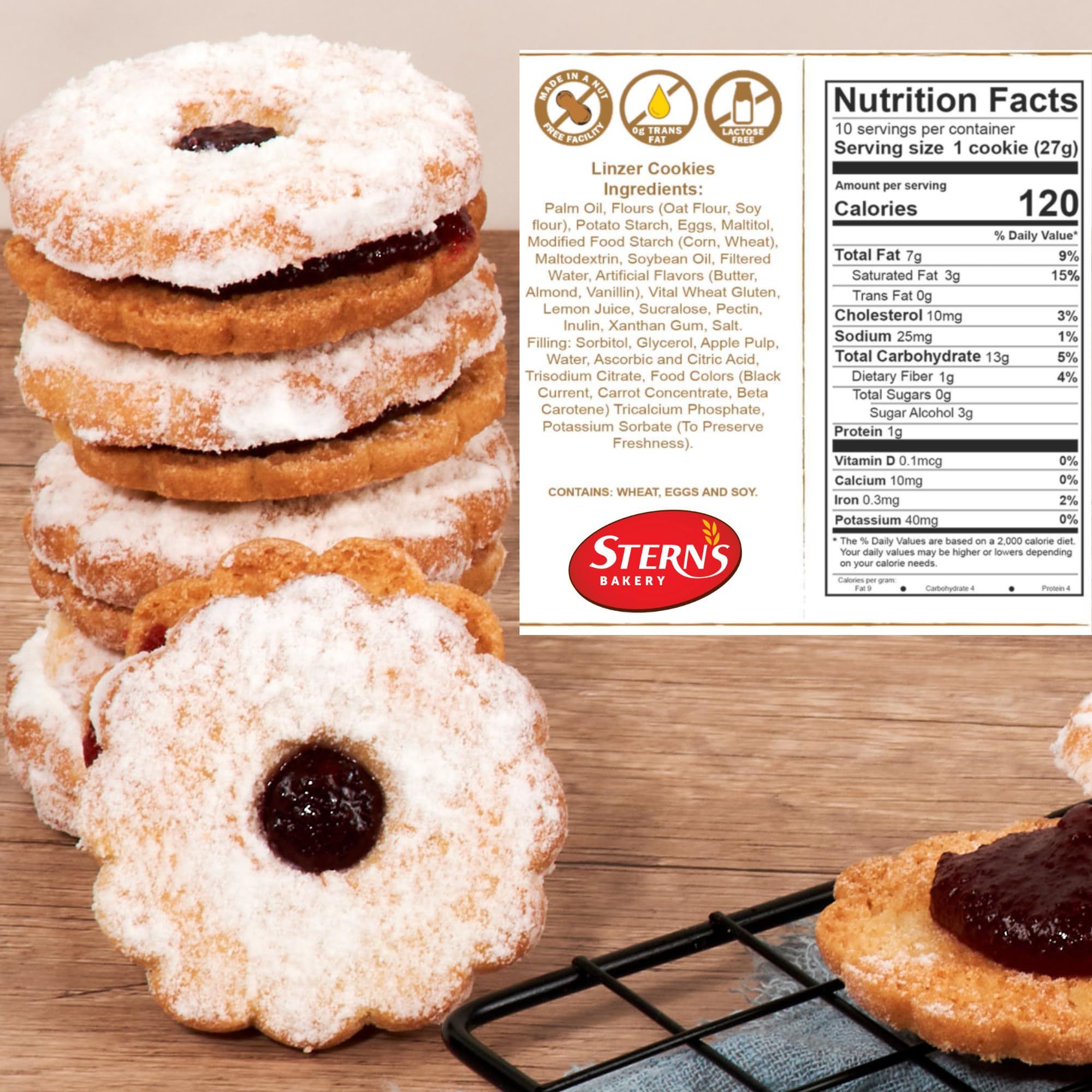 Stern's Bakery Linzer cookie in hand to show bite-size scale and portion convenience