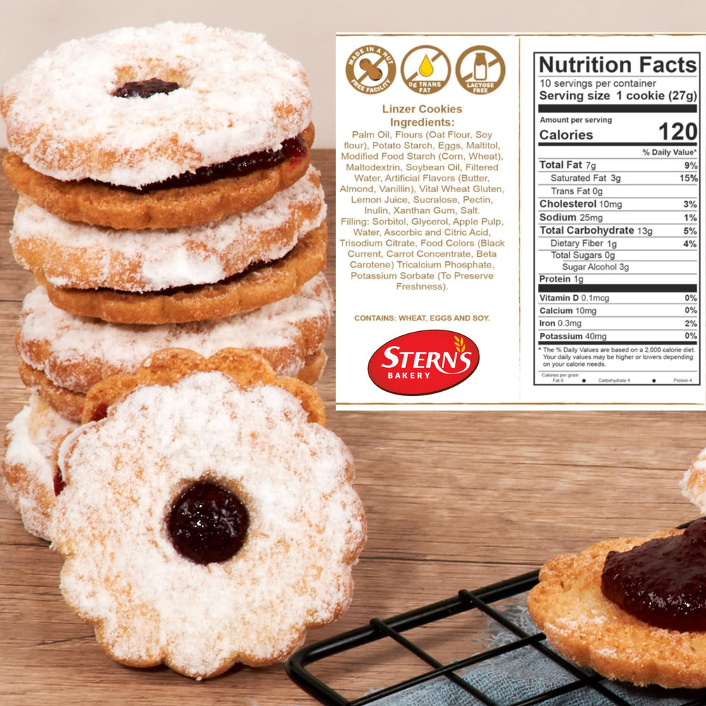 Stern's Bakery Linzer cookie in hand to show bite-size scale and portion convenience