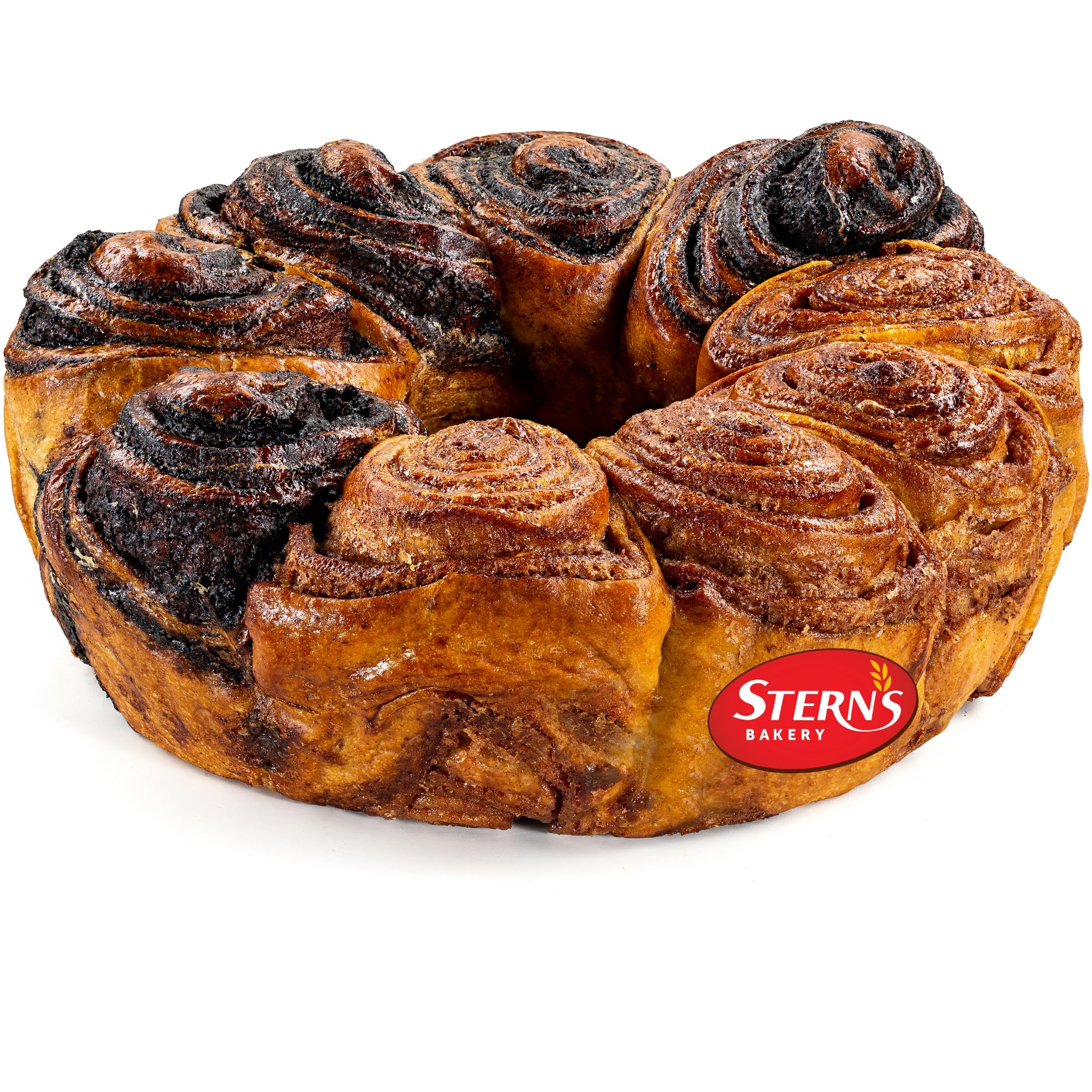 Stern's Bakery front packaging showing the babka ring and gift-ready container enhancing presentation