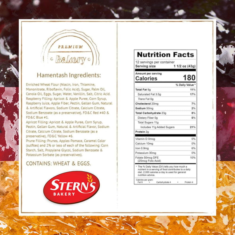 Stern's Bakery product label and kosher certification for dietary reassurance