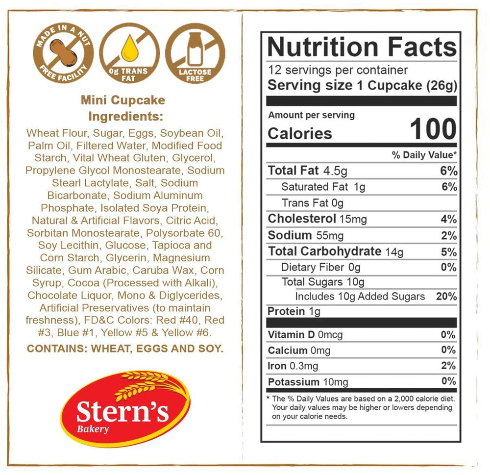 Stern's Bakery cupcakes on a serving plate styled for parties, enhances presentation